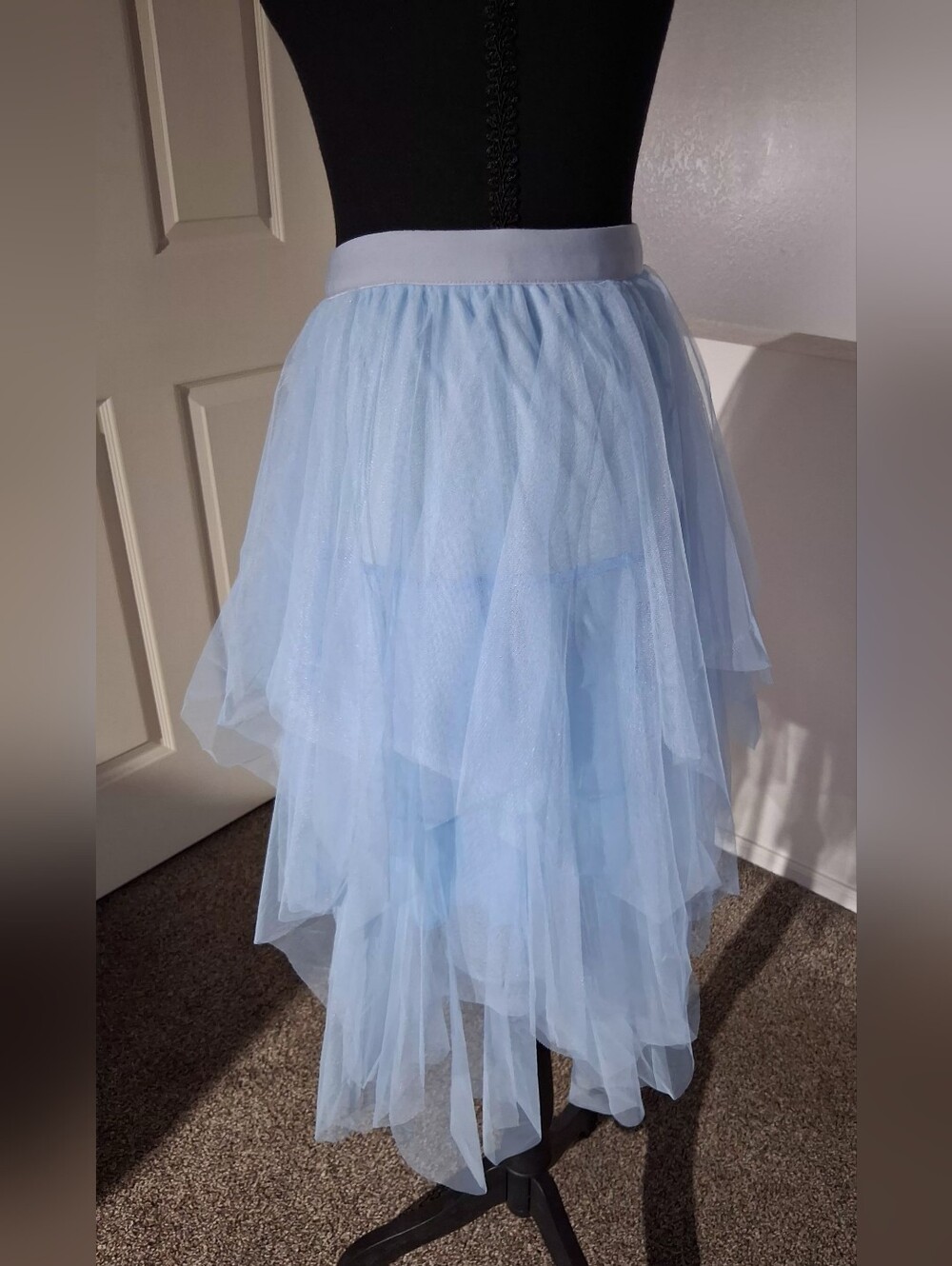 NWOT-Delicate Powder Blue High-Low Tulle Skirt
